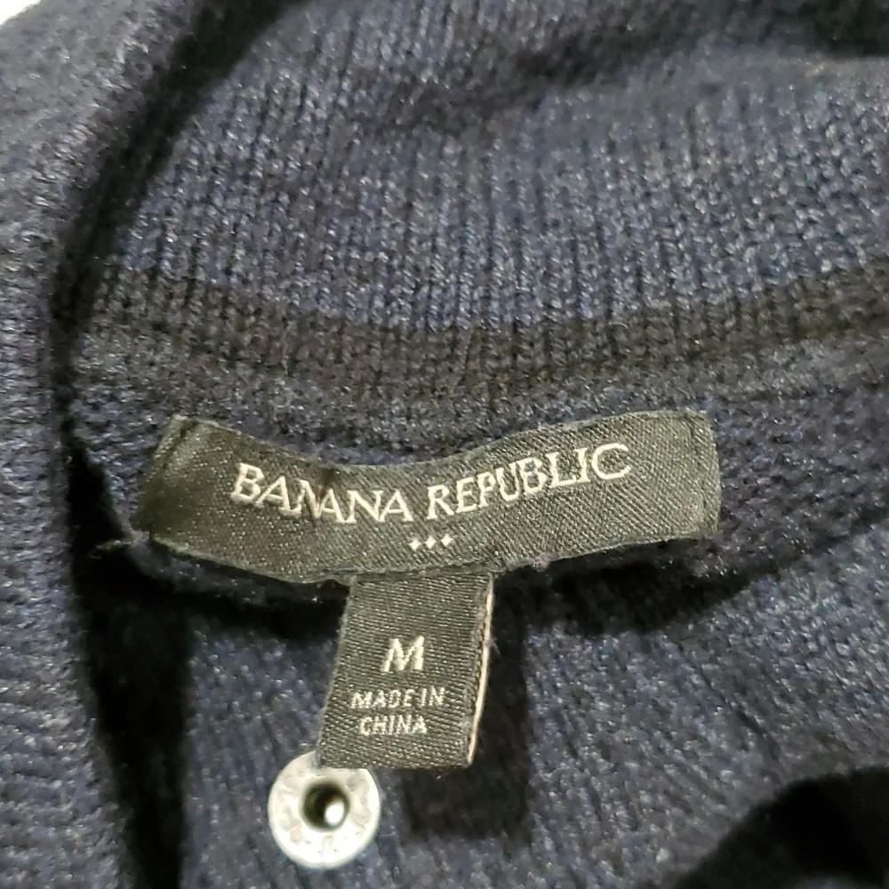 BANANA REPUBLIC WOOL BLEND ZIPPERED  SWEATER JACKET NAVY (MEDIUM)